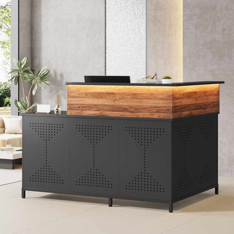 Inbox Zero Natavious L-Shaped Manufactured Wood Reception Desk